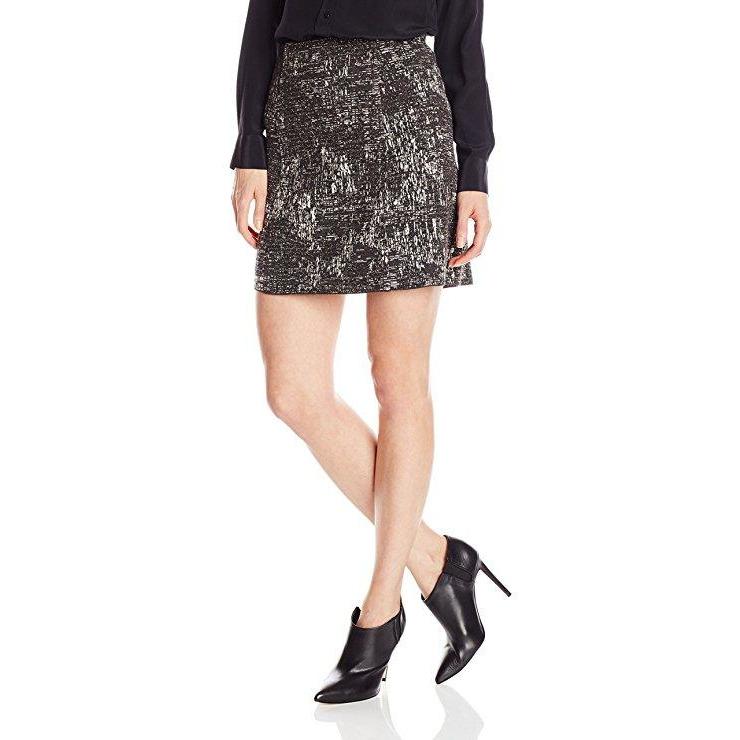 NIC+ZOE stretch metallic knit skirt L dark brown beige gold mini-Skirts-Nic + Zoe-Large-Brown-Jenifers Designer Closet